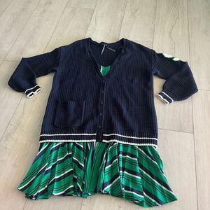 Anthropologie Navy and Green Striped Twofer Dress